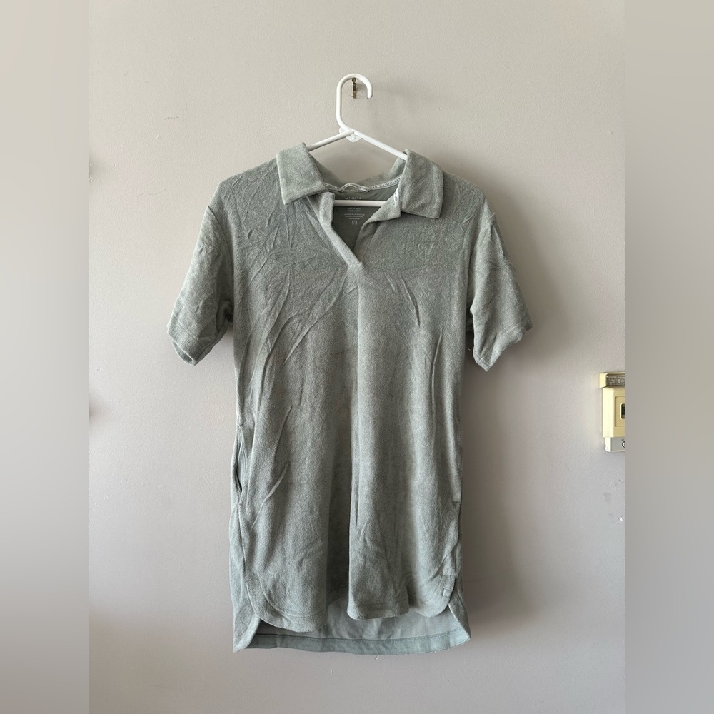 Athleta Girl green fleece Jump In dress or swim cover up L 12 nwot